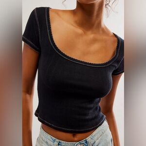 Free People End Game Pointelle Baby Tee